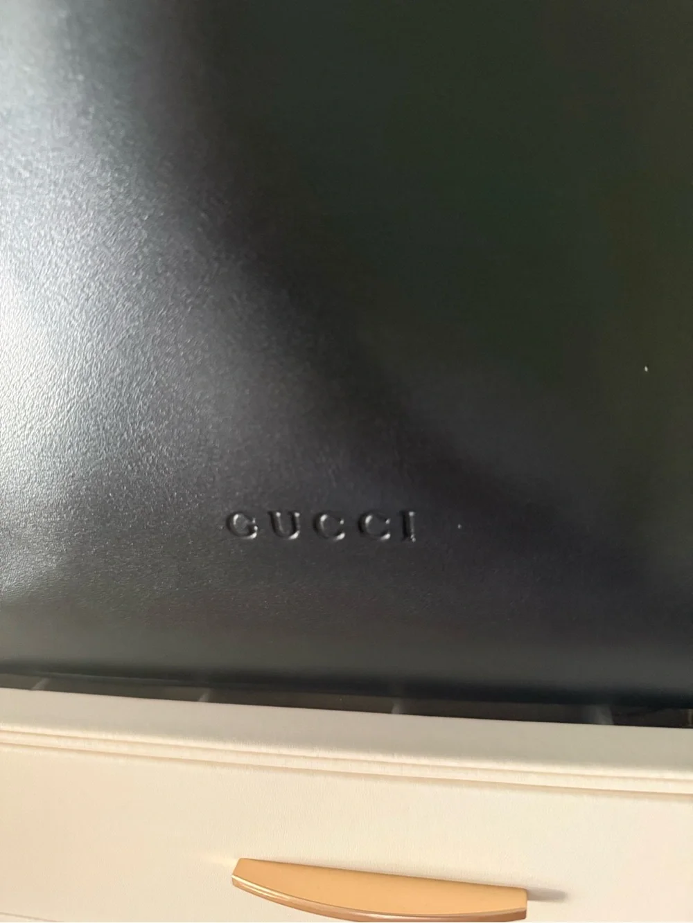 Black Leather Tote with Gold Hardware